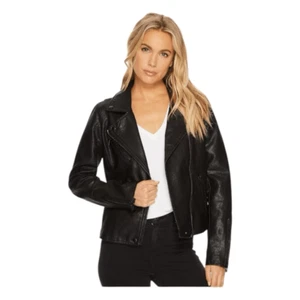 BLANKNYC Faux Leather Moto Jacket Onyx Black Long Sleeve Front Zip XSP - Picture 1 of 11