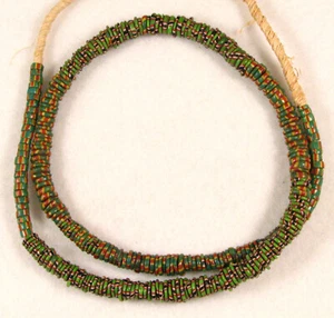 Antique Venetian AJA Green Multi Glass African Trade Beads 5 to 9 mm diameter - Picture 1 of 4