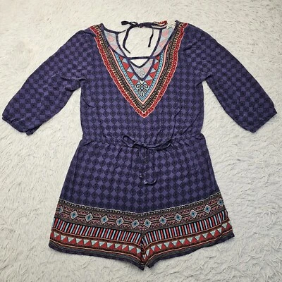 Mameluco boho hippie multicolor manga 3/4 rayón Charlotte Russe para mujer talla grande Foto 1 de 4