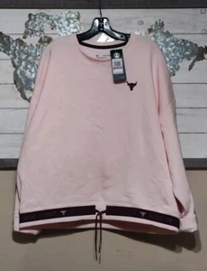 Under Armour Project Rock Sweatshirt Womens XXL Pink Crewneck Pullover Bull NWT - Picture 1 of 13