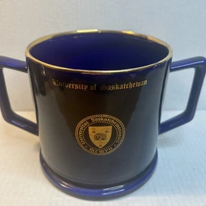 Vintage XL Mug University of Saskatchewan Wade Ceramic Cobalt Blue Ex Condition - Imagen 1 de 7
