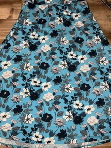 LuLaRoe MAXI blau weiß Dahlie Stiefmütterchen Rosen Rock Kleid Slinky XL 18/20 16 🦄XL - Bild 1 von 12
