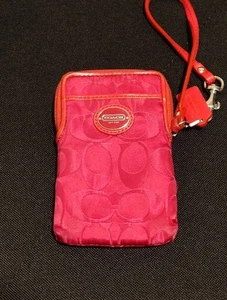 Coach Mini Micro Rosso Portafoglio Porta Carte Doppia C - Foto 1 di 7