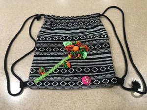 Bolso con cordón hecho a mano tejido clásico textil arte popular - Imagen 1 de 3