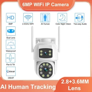 6MP 2.4G WIFI HD Camera PT Dual Lens Two Way Audio Outdoor AI Humanoid Tracking - Picture 1 of 12