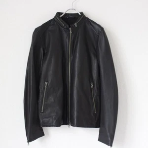 M Size Leather Jacket Beams Heart Lamb Black Single Riders - Picture 1 of 8