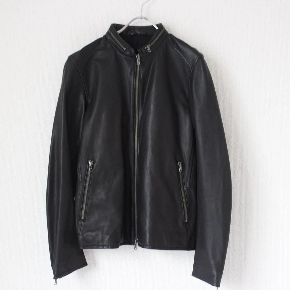 M Size Leather Jacket Beams Heart Lamb Black Single Riders - Image 1 of 4