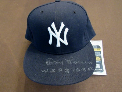DON LARSEN WS PG 10-8-56 NEW YORK YANKEES SIGNED AUTO VINTAGE NEW ERA CAP JSA - Image 1 of 4