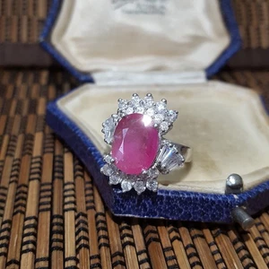 925 Sterling Silver Ring, Genuine Ruby Ring, Size M.5 US 6.5, Silver Jewellery  - Picture 1 of 7