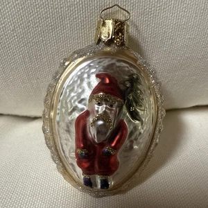 Adorno de Papá Noel de vidrio soplado de doble cara de colección hecho en Alemania pintado a mano en 3D - Imagen 1 de 18