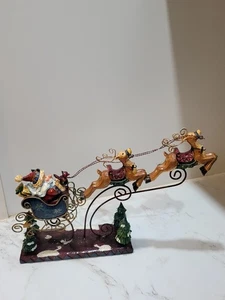Kirklands Signature Santa Sleigh and 2 Reindeer Resin Rare No Box 1990s - Picture 1 of 10