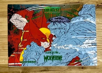 FLEER ULTRA WOLVERINE GREATEST BATTLES GREEN VARIANT MINT CARD! GB-6 HULK! - Image 1 of 2