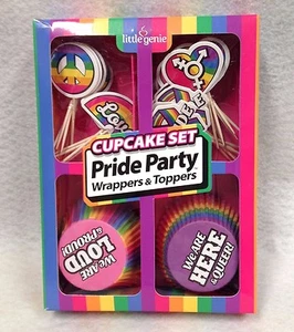24 Rainbow Pride Cupcake Wrappers & 24 Toothpick Toppers LGBT Party Decoration - Picture 1 of 3