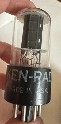 NOS 6SN7GT Ken-Rad Black Plate Round Spiked Top  Mica Tall Bottle bottom D - Image 1 of 4