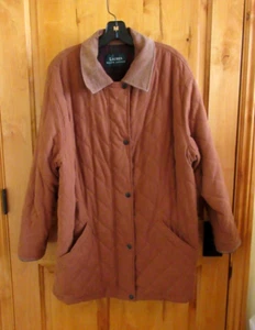 LAUREN RALPH LAUREN VTG LONG BARN FIELD COAT SIZE XL CHESTNUT QUILTED SUEDE ACCT - Picture 1 of 11