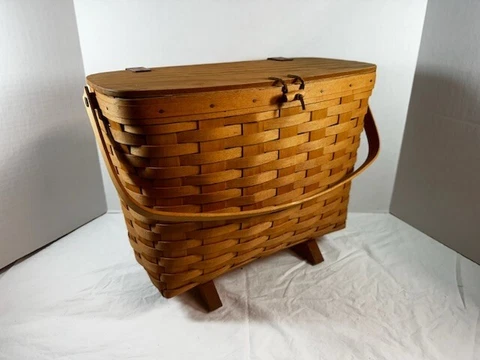 Longaberger Magazine Basket With Lid and Stand Cover