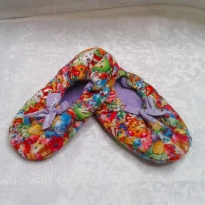 Zapatillas antideslizantes de lana Shopkins para niñas púrpura rosa brillo talla S/M Foto 1 de 4
