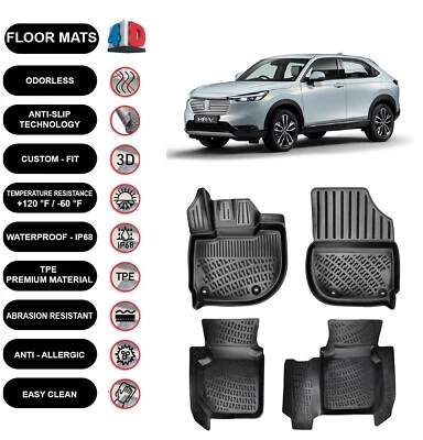 Alfombrillas forro para Honda HR-V (2022) impermeables moldeadas 4D negras 4 un. Foto 1 de 4