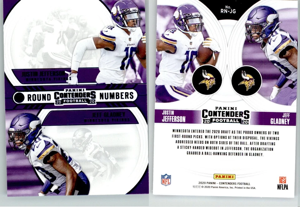 Jeff Gladney Justin Jefferson 2020 Contenders Round Numbers Sapphire Rookie RC - Image 1 of 1