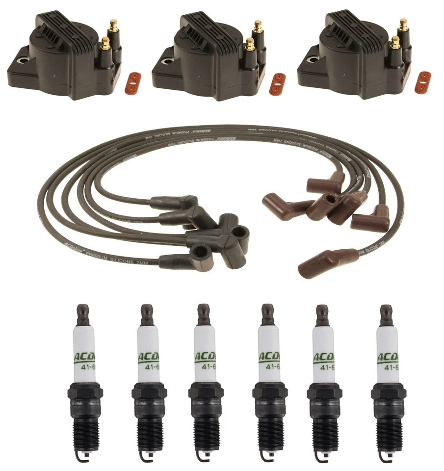 Fios de ignição 3 bobinas 6 kit de velas de ignição ACDelco para Pontiac Chevy 3.8L V6 Vin K - Imagem 1 de 1