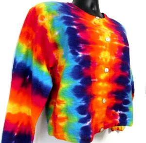 Vintage Dye Nation Shirt Damen Medium bunt Batik Knopfleiste Boho Hippie USA - Bild 1 von 13