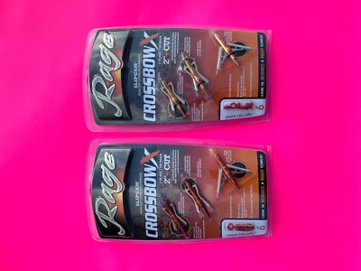 2 packs Rage CrossbowX Extreme mechanical crossbow Broadheads 100 Grain 2 BLADE - Image 1 of 2