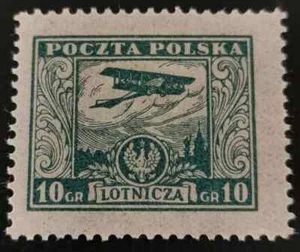 Poland: 1925 Airmail - Airplane over Warsaw 10 Gr. (Collectible Stamp). - Picture 1 of 1