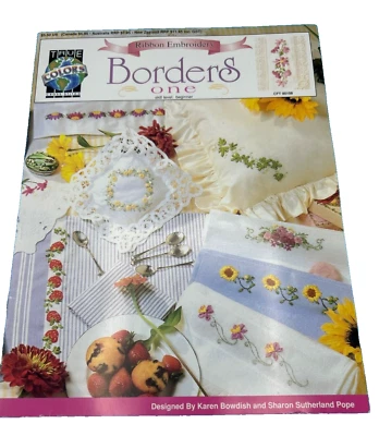 Leisure Arts Ribbon Embroidery Pattern Borders Flowers Begging Craft True Colors - Image 1 of 4