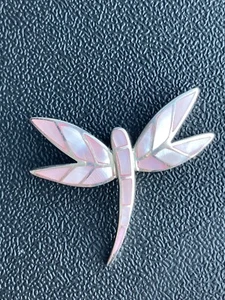 NEW Pink Shell Inlay Genuine 925 Sterling Silver Dragonfly Pendant For Necklace - Picture 1 of 10
