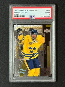 PSA 9 Daniel Sedin #114 Single Rookie 1997 Upper Deck Black Diamond HOF - Picture 1 of 2