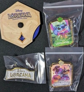 Juego de 3 pines Disney Lorcana contador de tradición Stitch Sheriff of Nottingham - Imagen 1 de 1