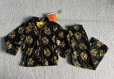 Cobra Kai Boys Pajamas Set Sz 6 Black Shirt Pant Karate Kid Flannel 2 Piece - Image 1 of 4