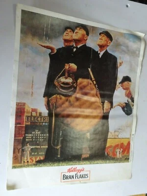Vintage Kelloggs Bran Flakes Norman Rockwell Baseball Posters Set of 3  - Image 1 of 4