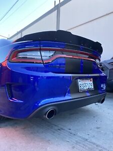 BLACKED OUT 2 Piece SRT SCATPACK DODGE CHARGER Hellcat Wicker Bill Spoiler 15-22