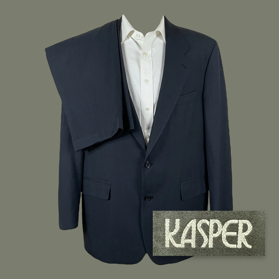 Костюм мужской Kasper из 2 предметов 44R 36x27 темно-серый на двух пуговицах плиссированная шерсть - Изображение 1 из 4