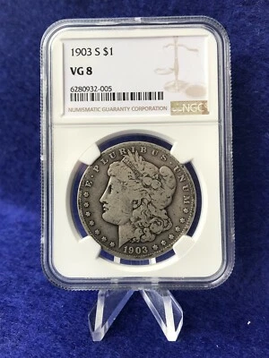 1903-S MORGAN SILVER DOLLAR 1$ "TOUGHER COIN" *NGC VG8 VERY GOOD* - Image 1 of 4
