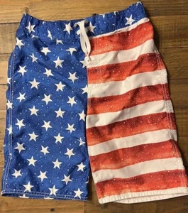 Boys swim trunks size 14/16 XL Patriotic Red White Blue Flag EUC Old Navy - Picture 1 of 2
