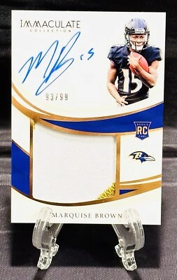2019 Panini Immaculate MARQUISE BROWN Rookie Premium Patch On Card Auto #93/99 - Image 1 of 2