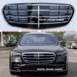 Chrome Black Fits 2021 2022 2023 Mercedes-Benz W223 S450 S500 S580 Front Grille - Picture 1 of 14