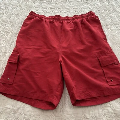 Croft & Barrow Cargo Shorts Men’s Large Red Swim Trunks Mesh Liner - Image 1 of 4