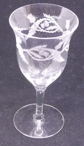 VINTAGE GEÄTZTES GLAS WEINKELCH, DISTELMUSTER, OPTIK STIELGLÄSER - Bild 1 von 4