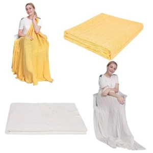 Manta de punto súper suave de algodón puro acogedora cálida ligera para sofá cama - Imagen 1 de 11