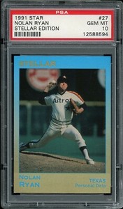 1991 Star Stellar Edition Baseball #27 Nolan Ryan Personal Data PSA 10