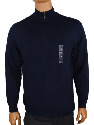 Suéter Club Room Para Hombres Lana Merino Nuevo S Azul Marino 1/4 Cremallera Cuello Simulado Foto 1 de 4
