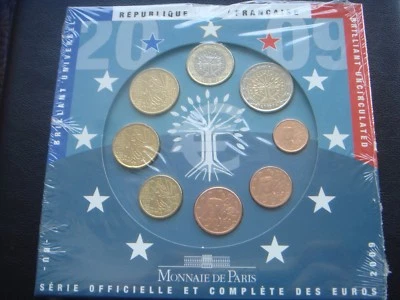 Francia 2009 Juego de monedas 1 céntimo 2 euros 3,88 euros en carpeta oficial  Foto 1 de 2