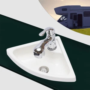 Acrylic Triangular Sink Boat Caravan RV Camper Corner Sink with Faucet+Hose Kit - Picture 1 of 13