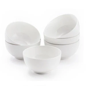 White Soup Bowls 6 In, 26Oz round Large Ceramic Bowls Set of 6, Deep Porcelain B - Picture 1 of 8