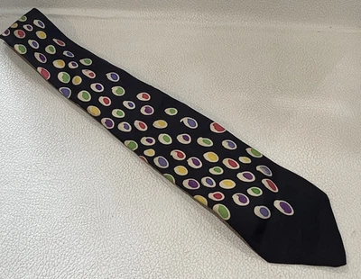 Corbata de cuello para hombre vintage Neiman Marcus azul marino con puntos de colores 100 % seda Inglaterra Foto 1 de 4