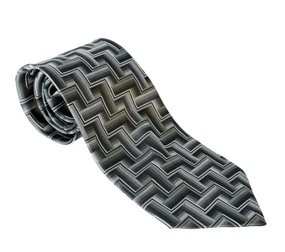 复古 90 年代 Pierre Cardin Zigzag 几何领带 豪华商务 企业 爷爷 — 第 1/4 张图片