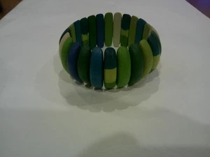 Pulsera Madera Multicolor Elástica Mujer Joyería Vintage MCM - Imagen 1 de 4